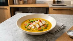 Scharfe Hühner-Gemüsesuppe mit Curry – cremig püriert und schnell gemacht