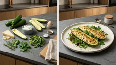 Gefüllte Zucchini aus dem Ofen: Ricotta-Parmesan-Creme, die schön goldbraun wird