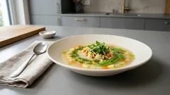 Frühlingsleichte Gemüsesuppe mit Löwenzahn-Pesto – so wird sie richtig aromatisch