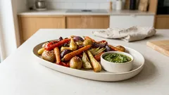 Ofengemüse mit Kräuterdip: so wird’s goldbraun und aromatisch