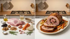 Gefüllte Lammkeule aus dem Bräter – saftig mit Trockenobst, Walnüssen und Kräutern