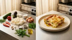 Gemüse-Feta-Auflauf mit Yufka: knusprig wie Börek, herrlich cremig