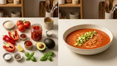 Cremige Paprikasuppe mit Reis und Avocado – schnell, sättigend und herrlich mild