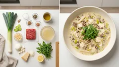 Hackfleisch-Lauch-Suppe mit Käse: schnell gekocht, schön würzig und cremig ohne Sahne