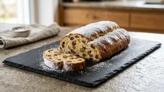Rumstollen wie aus der Weihnachtsbäckerei – saftig dank Rumrosinen und Butterhülle